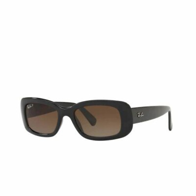 #ad Ray Ban RB4122 601 TS Black Rectangular Polarized Women#x27;s Sunglasses