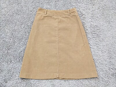 #ad Zara Basic Corduroy Skirt Womens 4 A line Beige Cotton Office Casual Side Zip