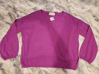 #ad NWT Hyped Unicorn women#x27;s size S M pullover sweater Purple v neck 3 4 sleeves