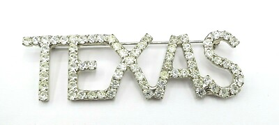 #ad Bauer Texas Clear Prong Set Rhinestone Brooch Pin Signed $32.99