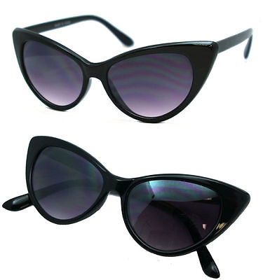 #ad Retro Classic Designer Vintage Fashion Shades Women#x27;s Black Cat Eye Sunglasses