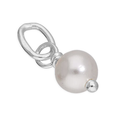 #ad Sterling Silver Cream Round Freshwater Pearl Charm
