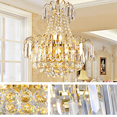 #ad K9 Modern Crystal Chandelier Modern Ceiling Light Lamp Pendant Fixture Lighting