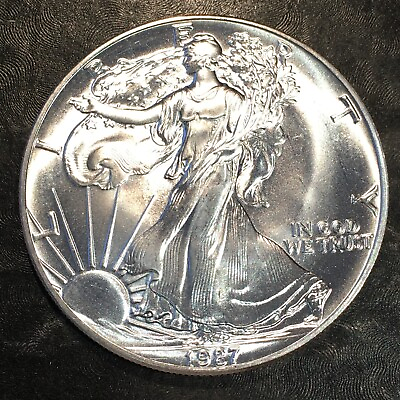 #ad 1987 Uncirculated American Silver Eagle US Mint Issue 1oz Pure Silver #N939