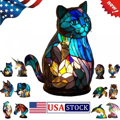 #ad Colorful Animal Table Lamp Stained Night Light Resin Animal Desk Lamp Hot US🔥 $19.59