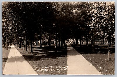 #ad Prairie Du Chien Wisconsin Courthouse amp; Grounds From Split Path Sepia RPPC 1912