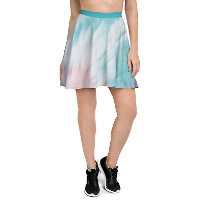 #ad New Women#x27;s Flare Skirt XS 3XL Tie Dyed Pastel Mid Thigh Blue Moisture Wicking
