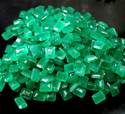 #ad 200 Ct Natural Certified Emerald Cut Colombian Green Emerald Lot Loose Gemstone
