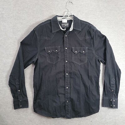 #ad Moon Shine Spirit Men Button Up Shirt Medium Black Regular Fit Brad Paisley