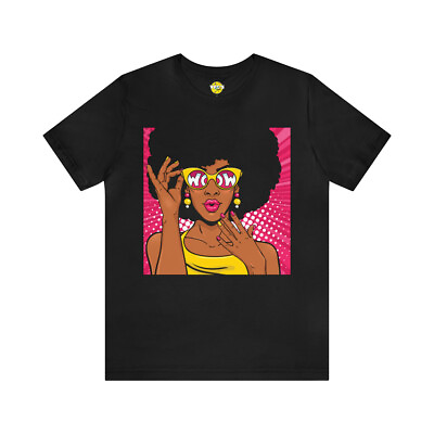 #ad Pop Art Melanated Queen with Sunglasses Short Sleeve Tee Empowering Graphic