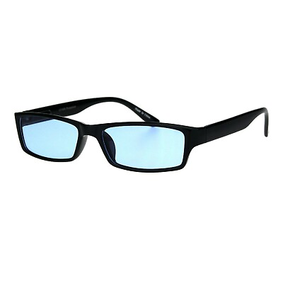 #ad Black Rectangular Frame Sunglasses Color Lens Small Size Spring Hinge UV400