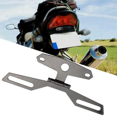 #ad 1pcs Motorcycle License Plate Bracket Taillight Fixed Folding Number Plate Frame