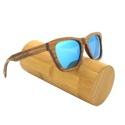 #ad Natural Bamboo Wood Unisex Polarized Sunglasses Black Red Tea Wooden Glasses Box