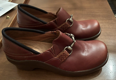 #ad Womens Ariat Del Mar Brown Leather Clog Mule Shoe Style 93628 Horsebit 7.5B