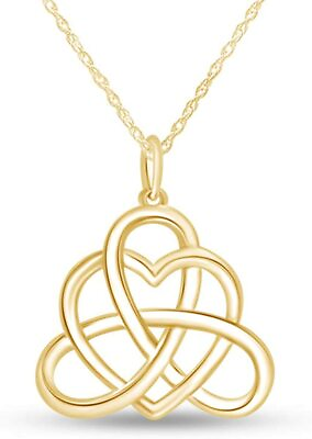 #ad Irish Heart Celtic Vintage Pendant Necklace 14k Gold Plated Sterling Silver