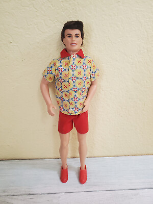 #ad Vintage Ken Doll 1968 Indonesia Brown Hair Blue Eyes Beach Theme All Joints Work
