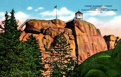 #ad Forest Rangers Lookout At Devils Head Pike National Forest Colorado Postcard