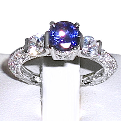 #ad Ladies Art Deco Style Tanzanite amp; White Sapphire Ring Sterling Silver 925