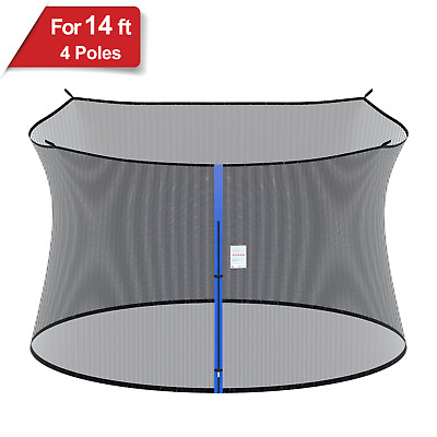 #ad 14FT 4 Pole Trampoline Safety Net Replacement Protection Enclosure Netting US