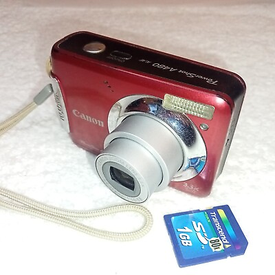 #ad Canon PowerShot A480 10.0MP Digital Camera Red tested memory card