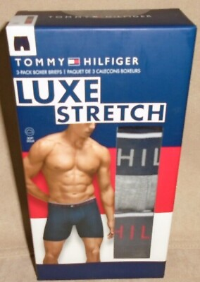 #ad NEW MEN#x27;S quot;TOMMY HILFIGER LUXE STRETCH SOFT BOXER BRIEFS 3 PACK UNDERWEARquot;