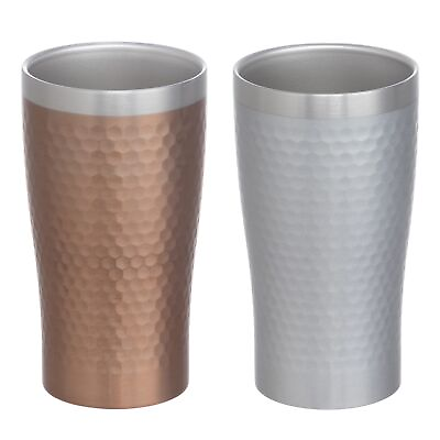 #ad Maebata Pair Metal Thermo Tumbler Bronze amp; Silver 340ml 29827 Stainless Steel