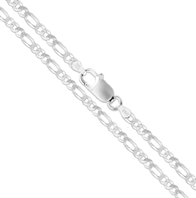 #ad 3.5MM Real Sterling Silver Mens Boys Women Figaro Solid Chain Necklace 925 ITALY
