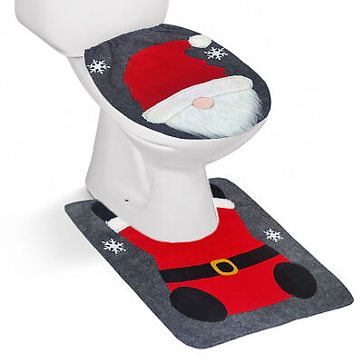 #ad Merry Christmas Toilet Seat Cover Santa Claus Bathroom Mat Home Decor