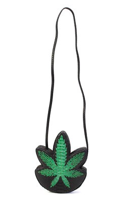 #ad Gelareh Mizrahi Womens Magnetic Textured Green Leaf Crossbody Bag Black Medium $350.99