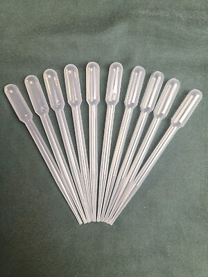 #ad 75 plastic transfer pipettes 3 ml disposable not graduated for lab oils art