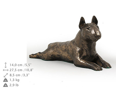 #ad Bull Terrier Lying Wood Statuette Bronze Artdog