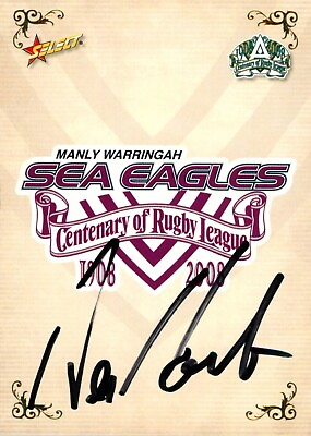 #ad Signed 2008 Manly Sea Eagles NRL Premiers Select Centenary Card Des Hasler