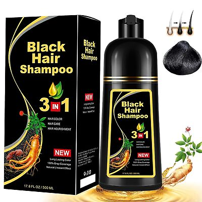 #ad Black Hair Dye Shampoo for Gray Hair 3 In 1 Herbal Nourishing Darkening Older