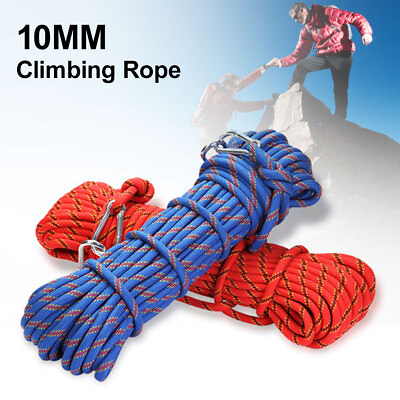 #ad 10M 30M Climbing Rope Gym Mountaineering Safety Rock Rappelling Cord w Carabiner