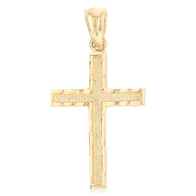 #ad 14K Yellow Gold Religious Classic Cross Pendant for Necklace or Chain