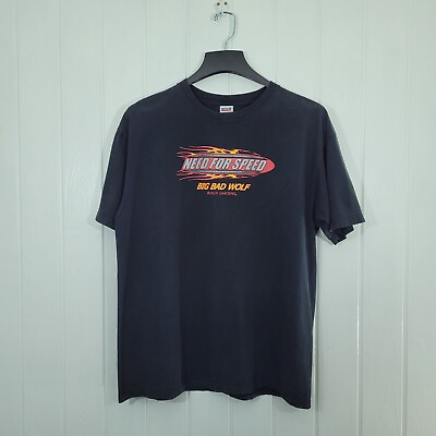#ad VTG BUSCH GARDENS Need For Speed quot;Big Bad Wolfquot; Graphic Tee 90s Y2K Logo Size XL