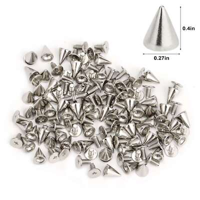 #ad 100x Punk Cone Metal Spikes Rivets Studs Screw Back for Clothing Jacket Leather