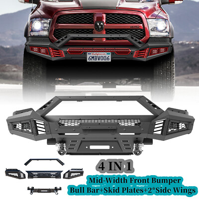 #ad 4 IN 1 Front Bumper Assembly w 2*4quot; LED Pod Lights For 2013 2018 Dodge Ram 1500