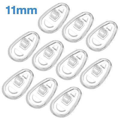 #ad 10pcs 11mm Taper Oval Silicone Screw In Nose Pads Grip On Side Holders Spectacle