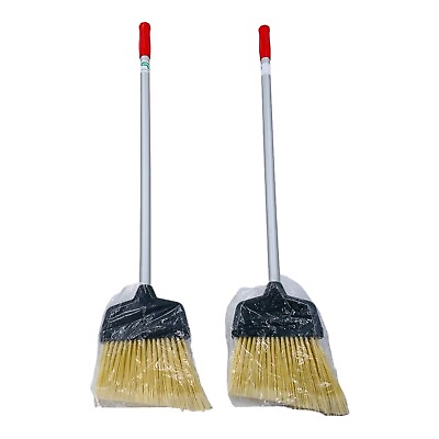 #ad Lot of 2 Unger Lobby Broom Angled Bristles Total Height 34quot;
