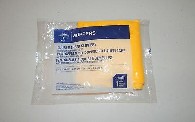 #ad New Factory Sealed Medline Double Tread Yellow Slippers Large FREE SHIPPING