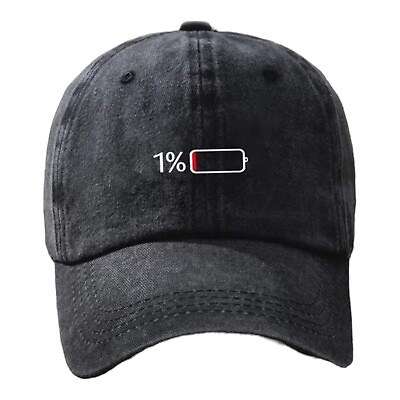 #ad Low Battery Drain 1% Low Energy Baseball Washed Adjustable Humour Gym Funny Hat $19.99