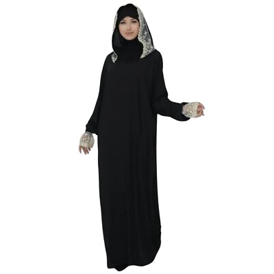 #ad Luxurious Prayer Dress for Muslim Women Hooded Full Cover Prayer Dress with Lace $45.00