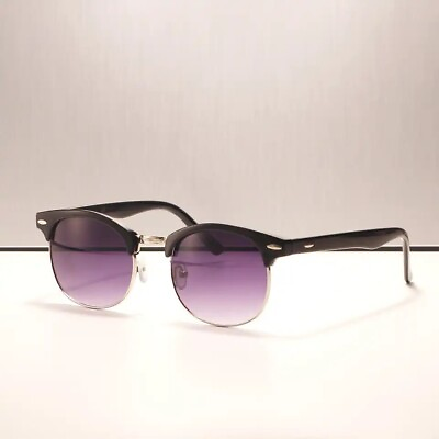 #ad New Fashion Classic Half Frame Rice Nail Unisex Retro Round Sunglasses