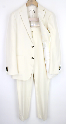 #ad SUITSUPPLY Havana Patch Men Suit UK36R Off White 2 Piece Slim Cut Pure Cotton
