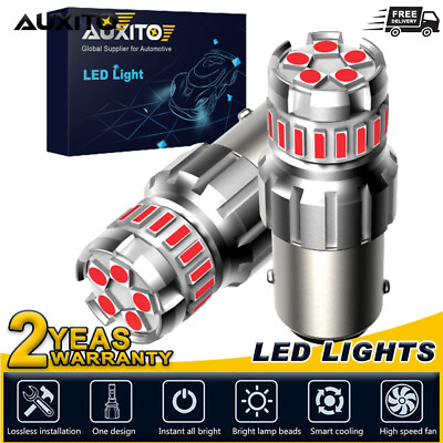 #ad AUXITO RED 5 LED BA15S 1156 Brake Indicator Light Bulb Blinker Globe CANBUS 12V