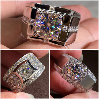 #ad Fashion Jewelry Men Cubic Zircon Silver Plated Ring Wedding Ring Sz 8 12