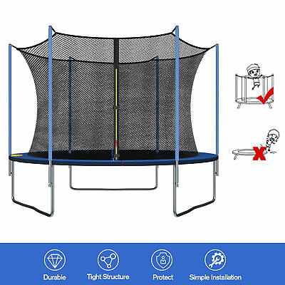 #ad 8 10 12 14 FT Trampoline Safety Net Replacement Fit 6 8 Poles Round Enclosure