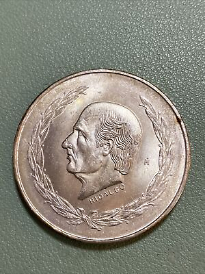 #ad 1953 Mo Mexico Cinco 5 Pesos Hidalgo 72% Silver BU Uncirculated