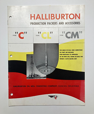 #ad VTG Halliburton Oil Well Brochure 1950s Production Packers C CL Employee Issued